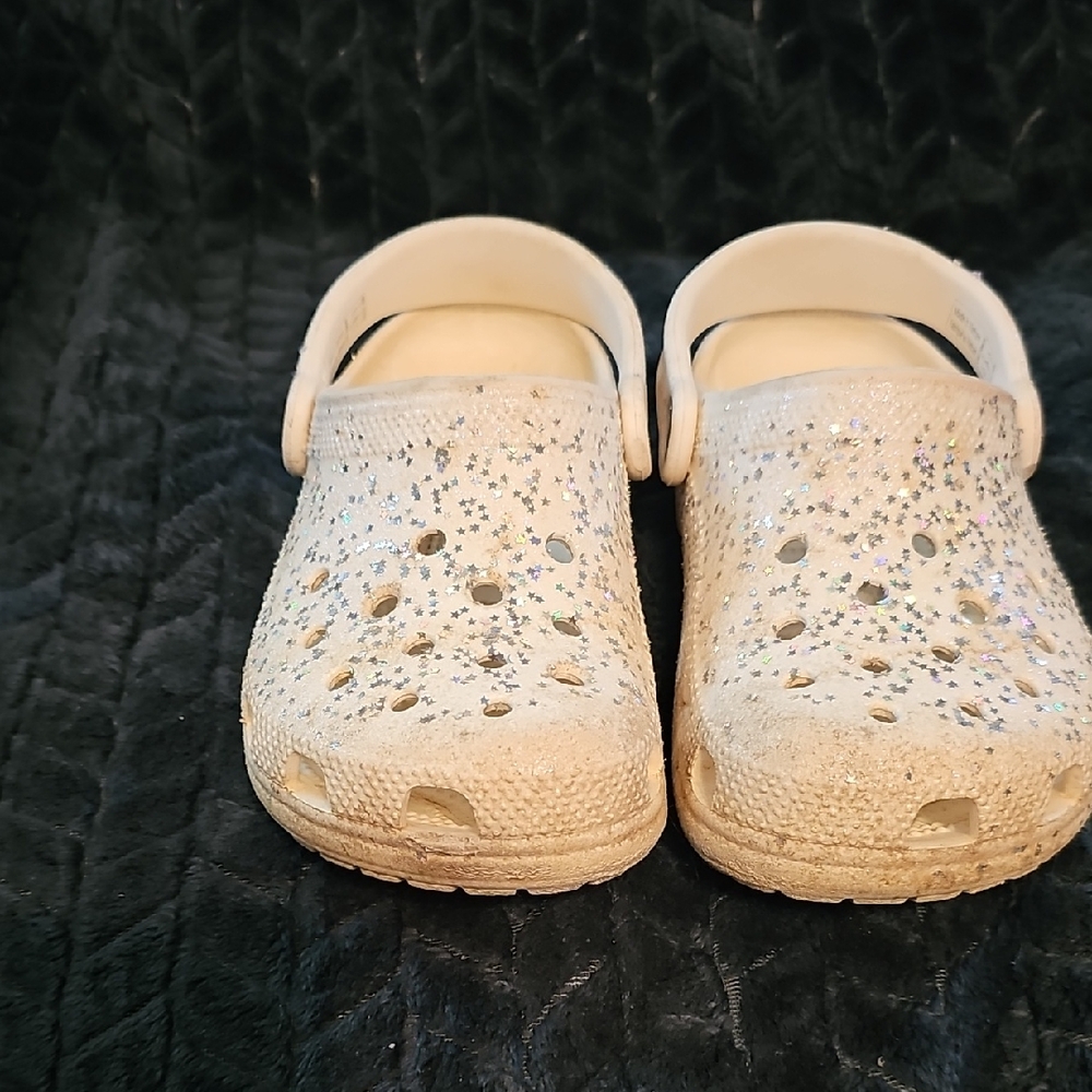 CROCS Glittery Beige Kids Clogs